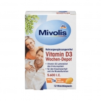 德国直邮 Mivolis 维生素D3补充胶囊12粒 每周1粒